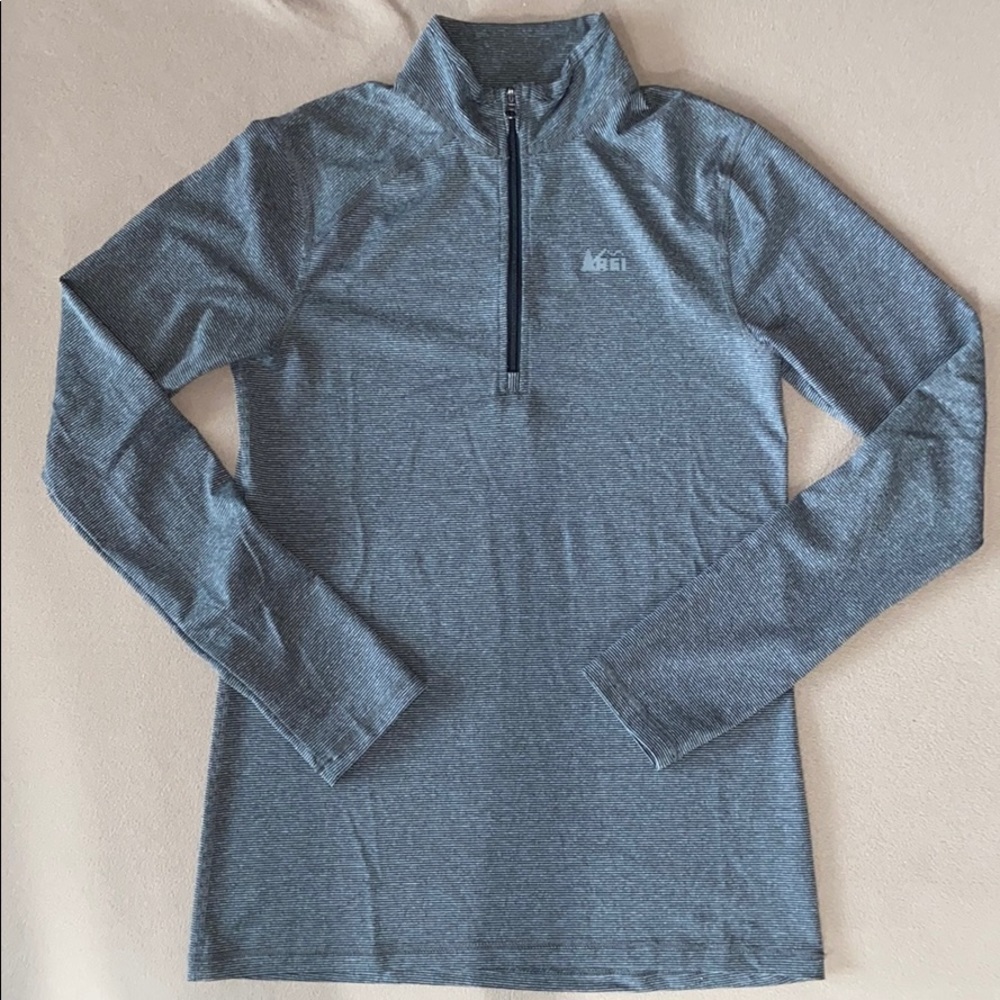 REI half-zip long sleeve grey top